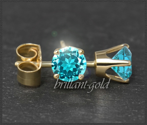 Preview: Ohrstecker 585 Gold, Topas türkis 4,5,6,7mm